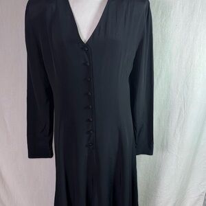 VTG Liz Claiborne black button down long sleeve ultra mod women’s dress SZ 14